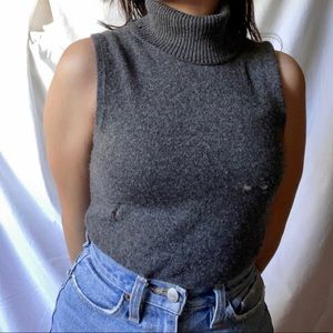 100% cashmere gray turtleneck vest!!